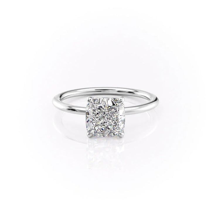 The Cecelia Set With Cushion Solitaire Lab Diamond 1 Carat 14K White#material_white