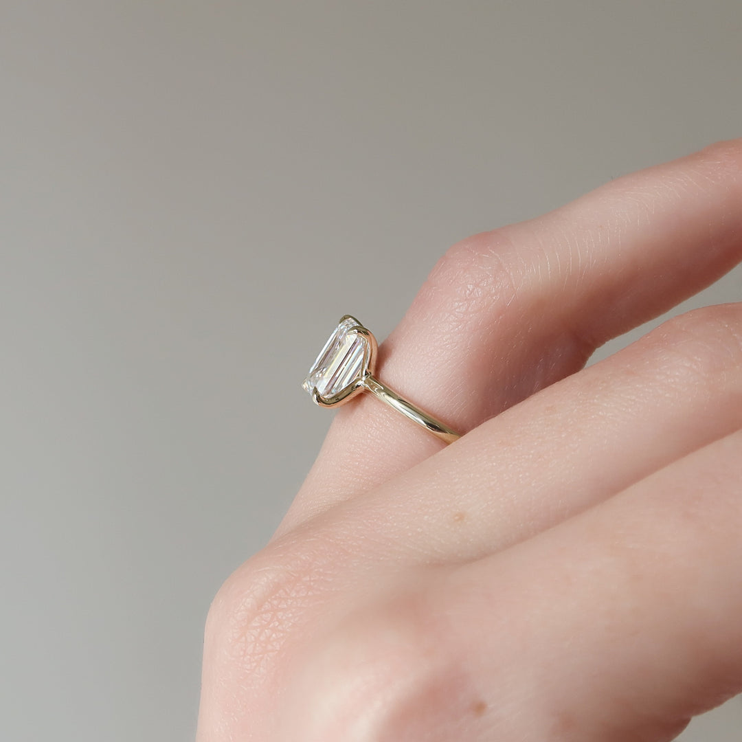 The Cecelia Emerald Lab Diamond Moissanite Engagement Ring