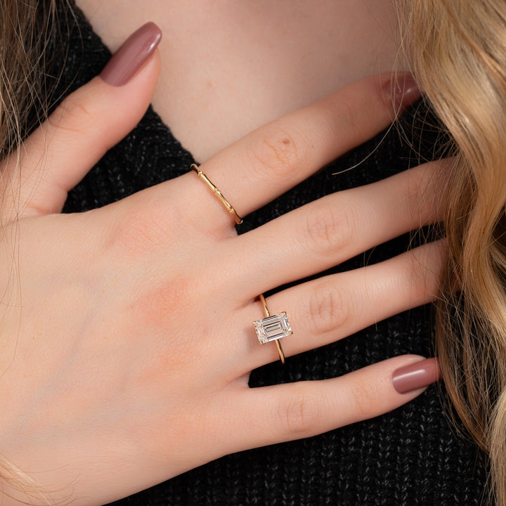 The Cecelia Emerald Lab Diamond Moissanite Engagement Ring *Shown with 2 ct #material_gold