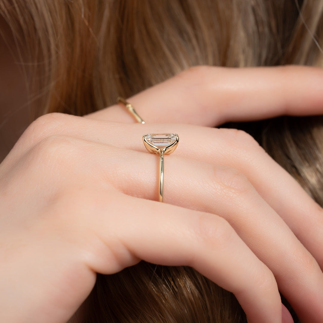 The Cecelia Emerald Lab Diamond Moissanite Engagement Ring