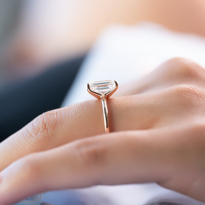 The Cecelia Emerald Lab Diamond Moissanite Engagement Ring *Shown with 2.5 ct #material_rose