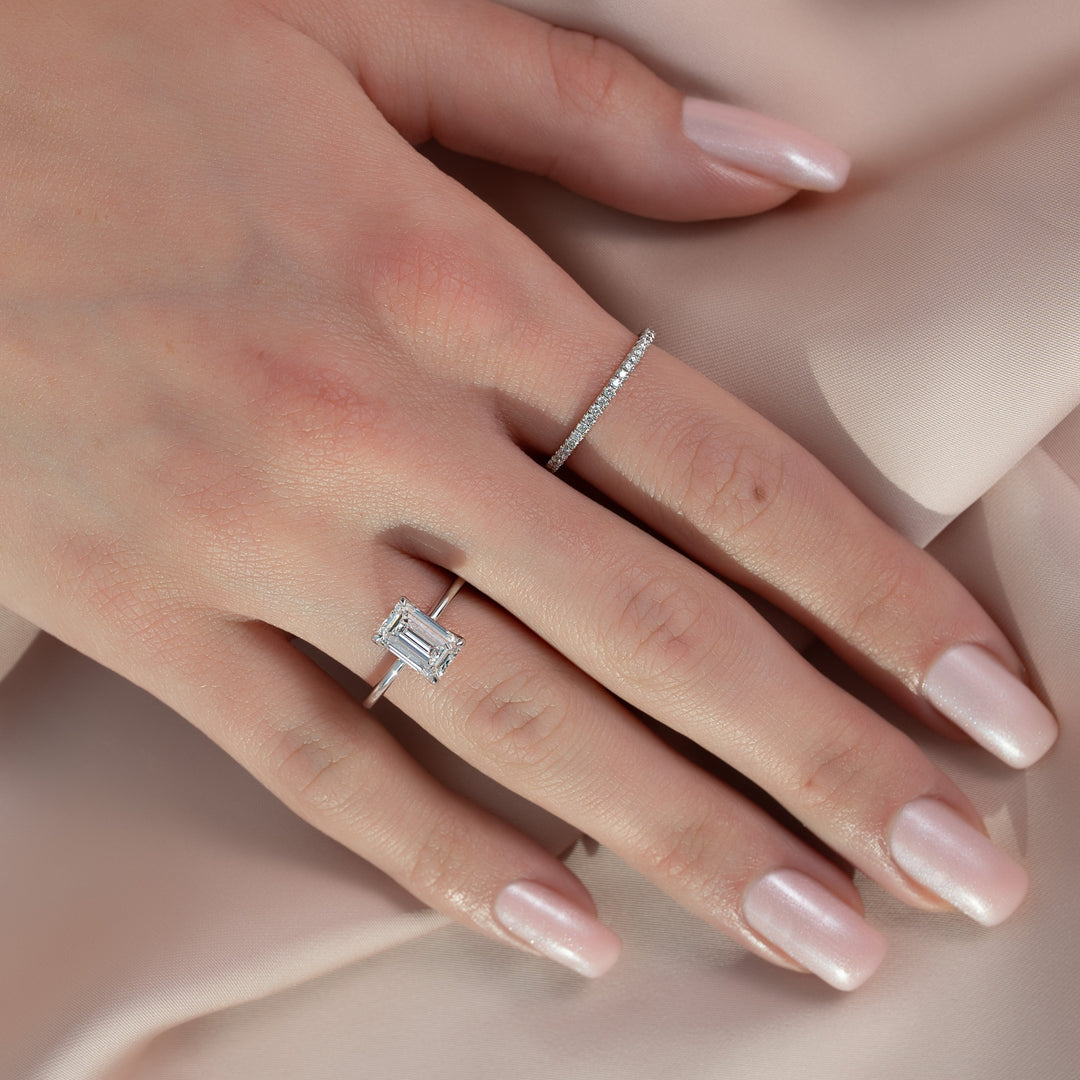 The Cecelia Emerald Lab Diamond Moissanite Engagement Ring