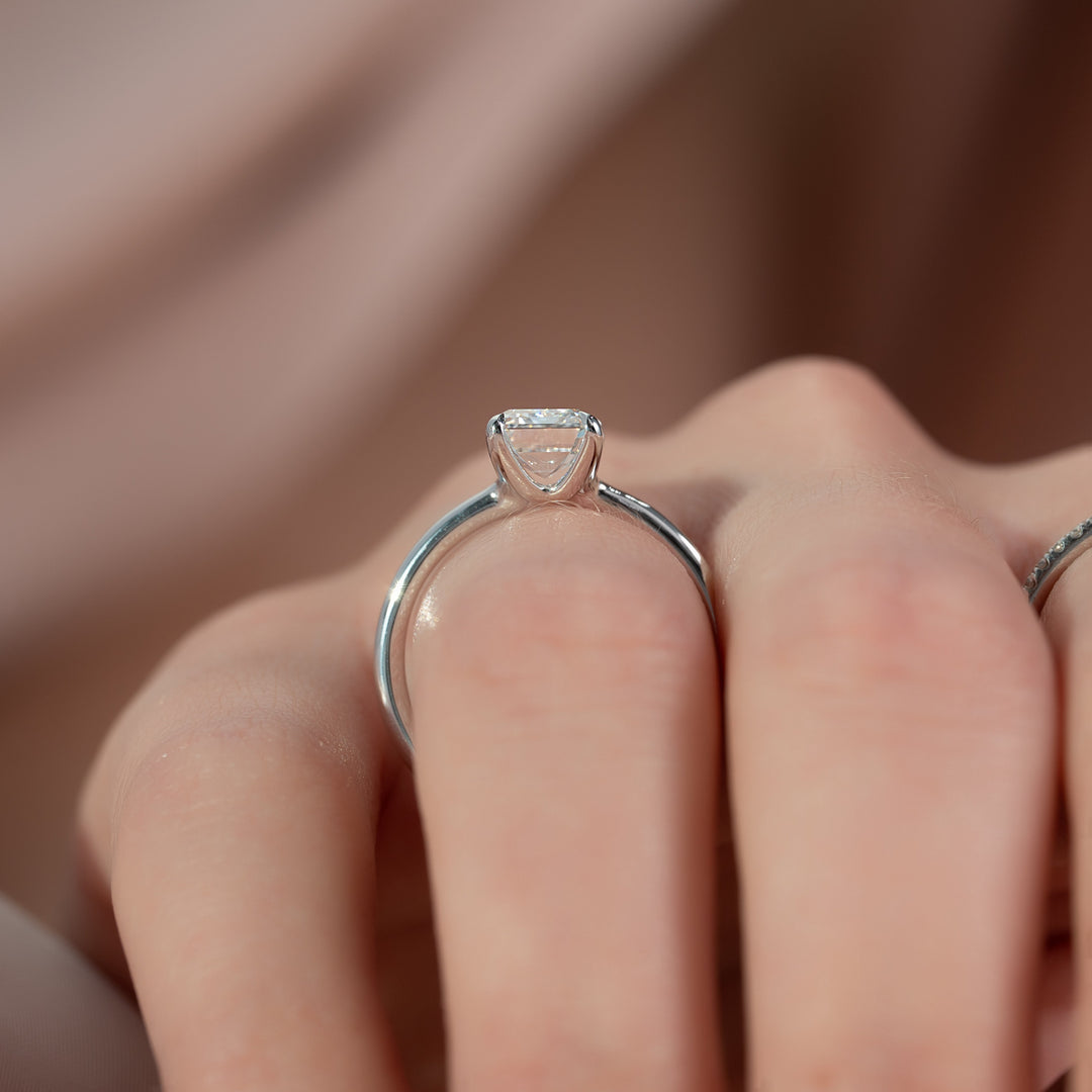 The Cecelia Emerald Lab Diamond Moissanite Engagement Ring