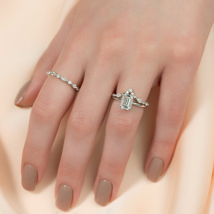 The Cecelia Emerald Lab Diamond Moissanite Engagement Ring *Shown with 2.5 ct #material_white