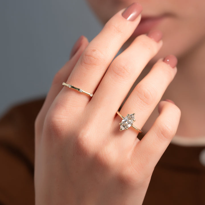 The Cecelia Marquise Lab Diamond Moissanite Engagement Ring *Shown with 1.5 ct #material_gold
