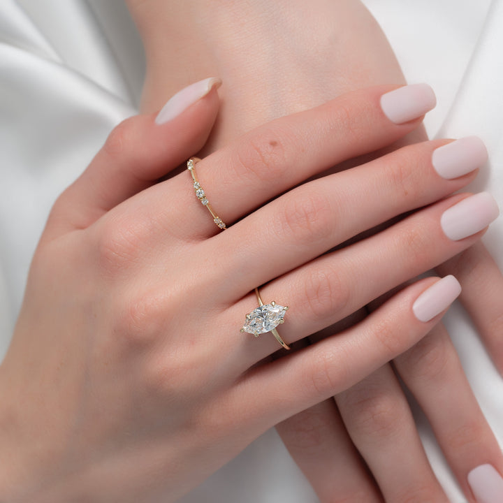 The Cecelia Marquise Lab Diamond Moissanite Engagement Ring *Shown with 2 ct #material_gold