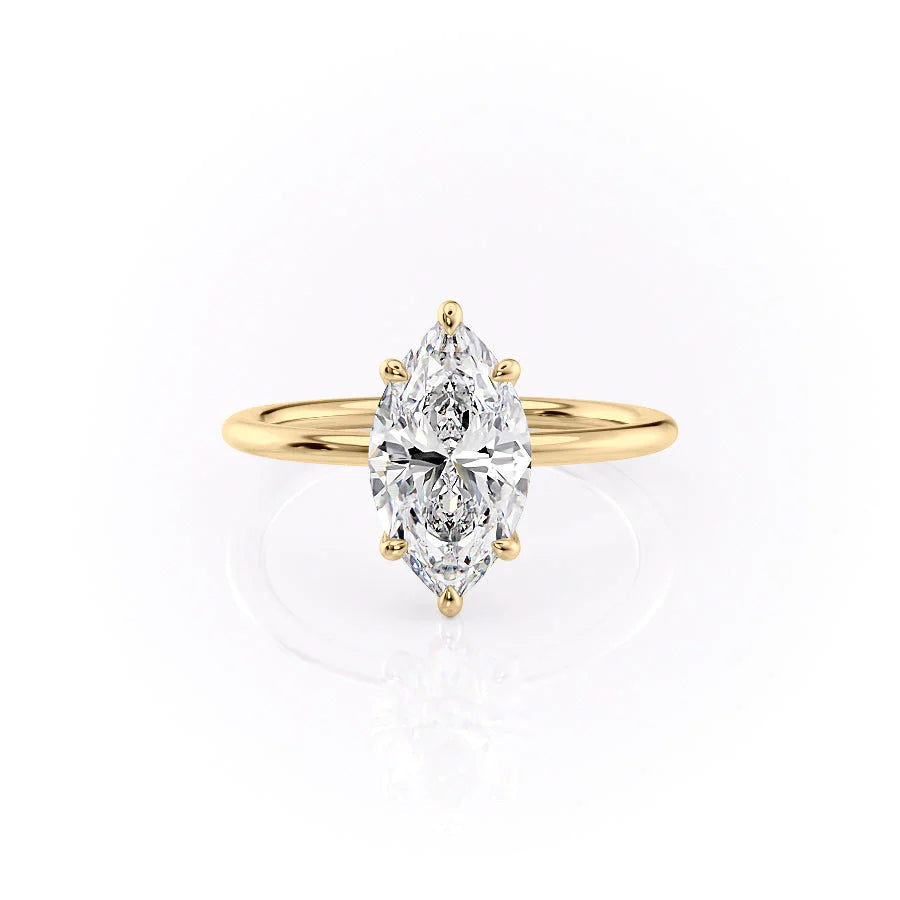 The Cecelia Set With Marquise Solitaire Lab Diamond 1 Carat 14K Gold#material_gold