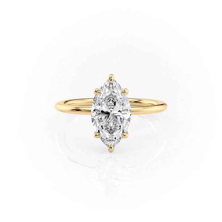 The Cecelia Set With Marquise Solitaire Lab Diamond 1 Carat 14K Gold#material_gold