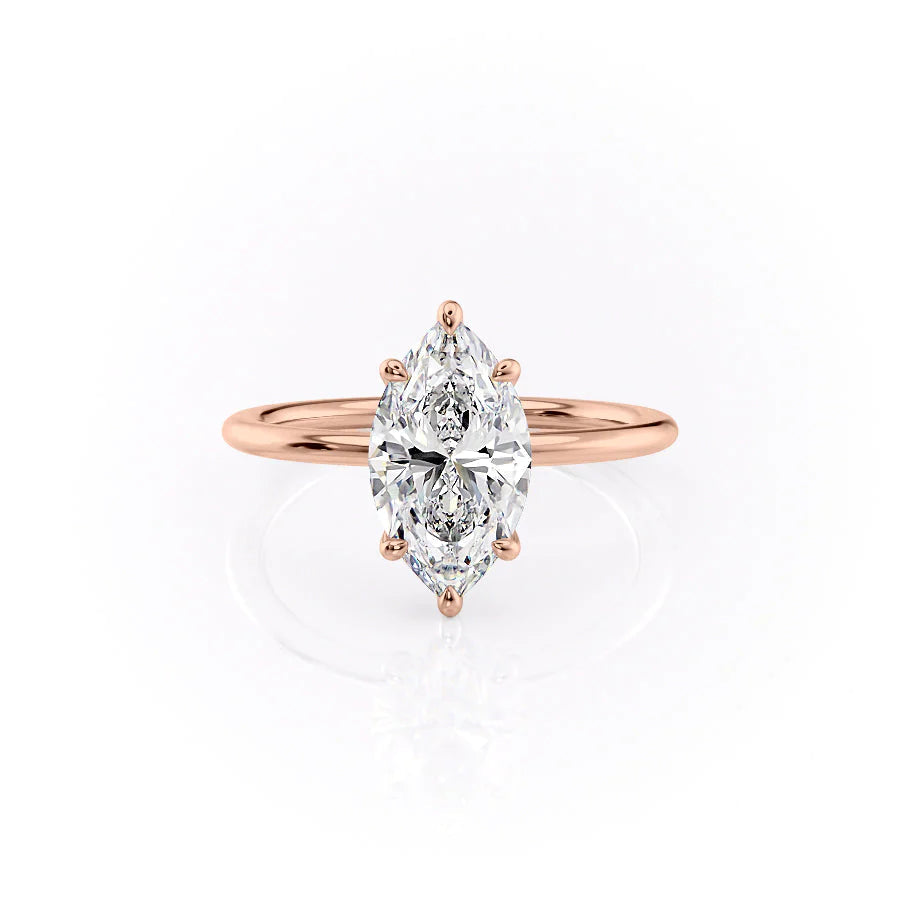 The Cecelia Set With Marquise Solitaire Lab Diamond 1 Carat 14K Rose#material_rose