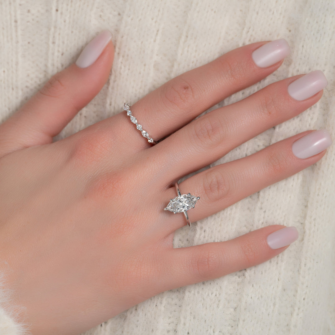 The Cecelia Marquise Lab Diamond Moissanite Engagement Ring