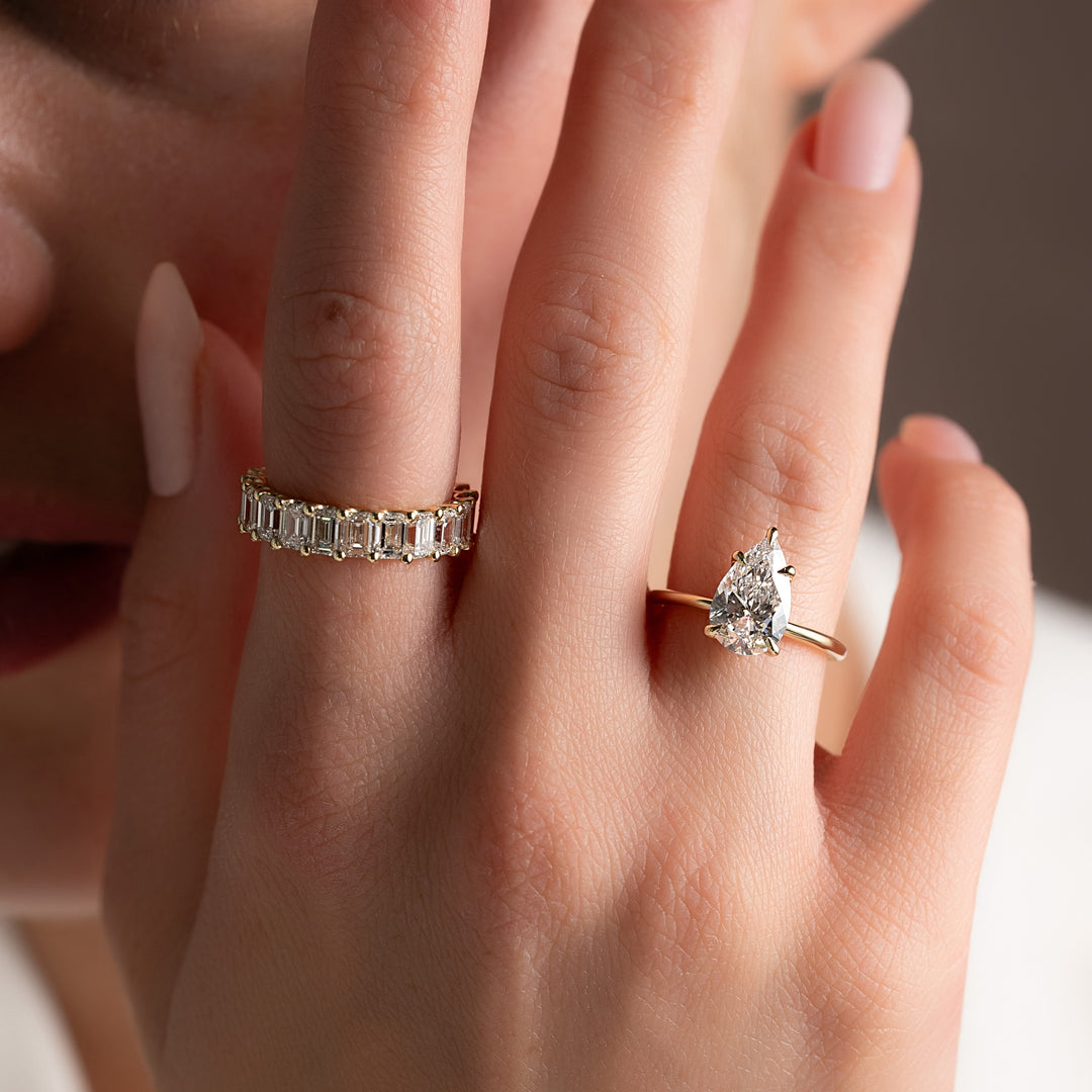 The Cecelia Pear Lab Diamond Moissanite Engagement Ring