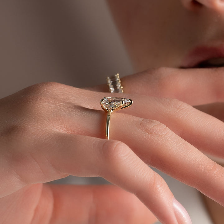 The Cecelia Pear Lab Diamond Moissanite Engagement Ring *Shown with 2 ct #material_gold
