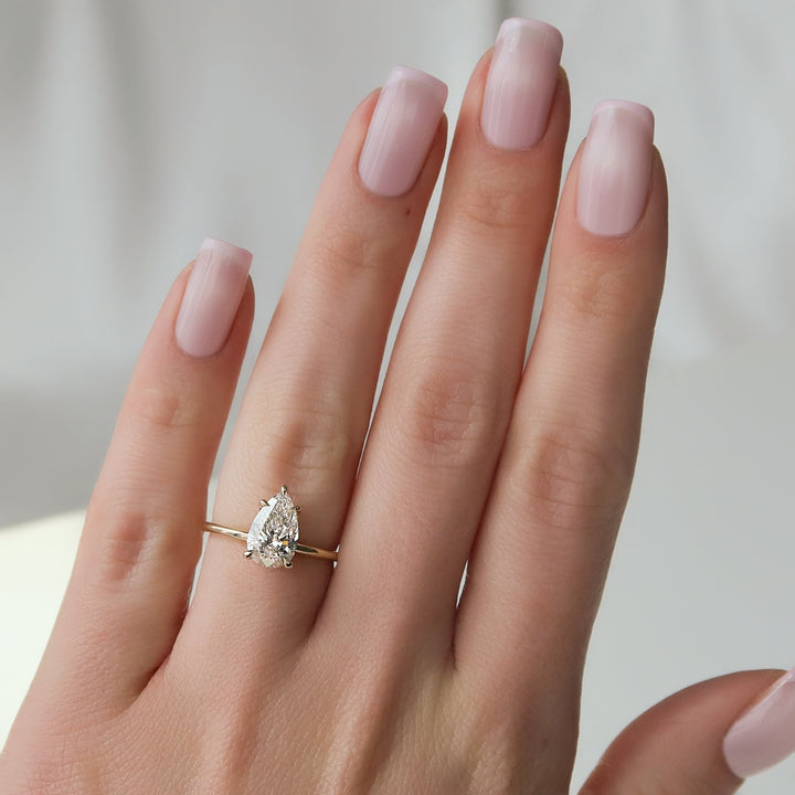The Cecelia Pear Lab Diamond Moissanite Engagement Ring *Shown with 1.5 ct #material_gold