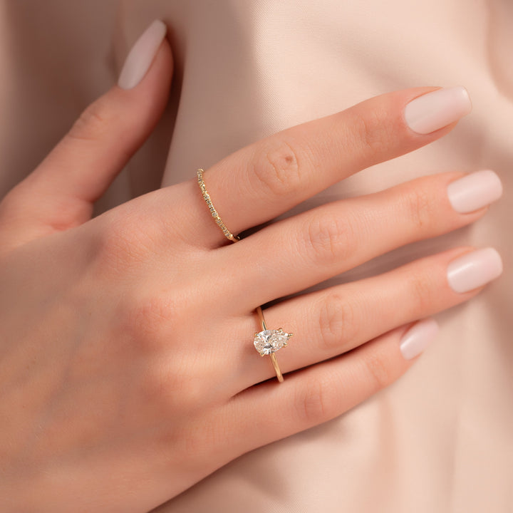 The Cecelia Pear Lab Diamond Moissanite Engagement Ring *Shown with 1 ct #material_gold