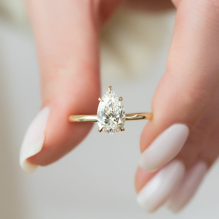 The Cecelia Pear Lab Diamond Moissanite Engagement Ring *Shown with 2.5 ct #material_gold