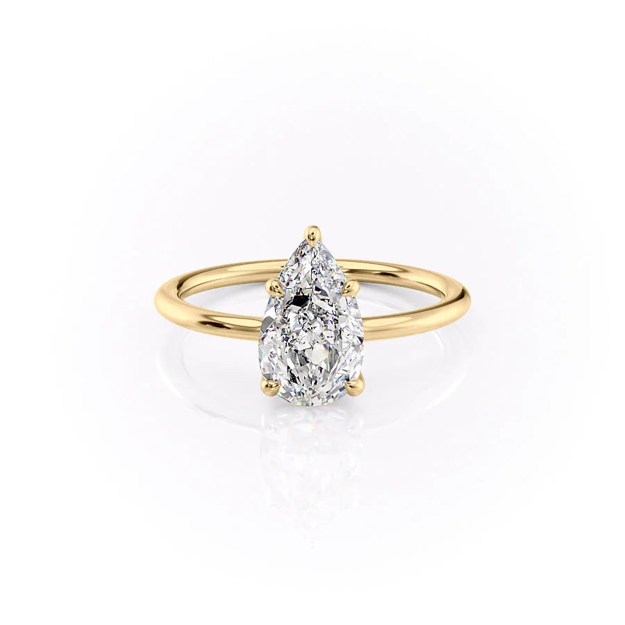 The Cecelia Set With Pear Solitaire Lab Diamond 1 Carat 14K Gold#material_gold