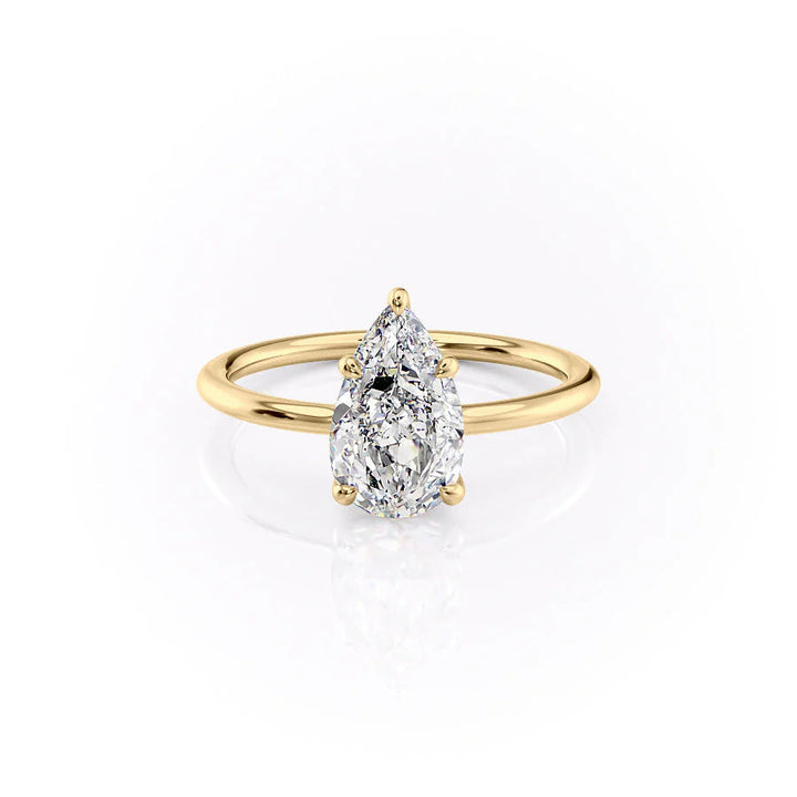 The Cecelia Set With Pear Solitaire Lab Diamond 1 Carat 14K Gold#material_gold