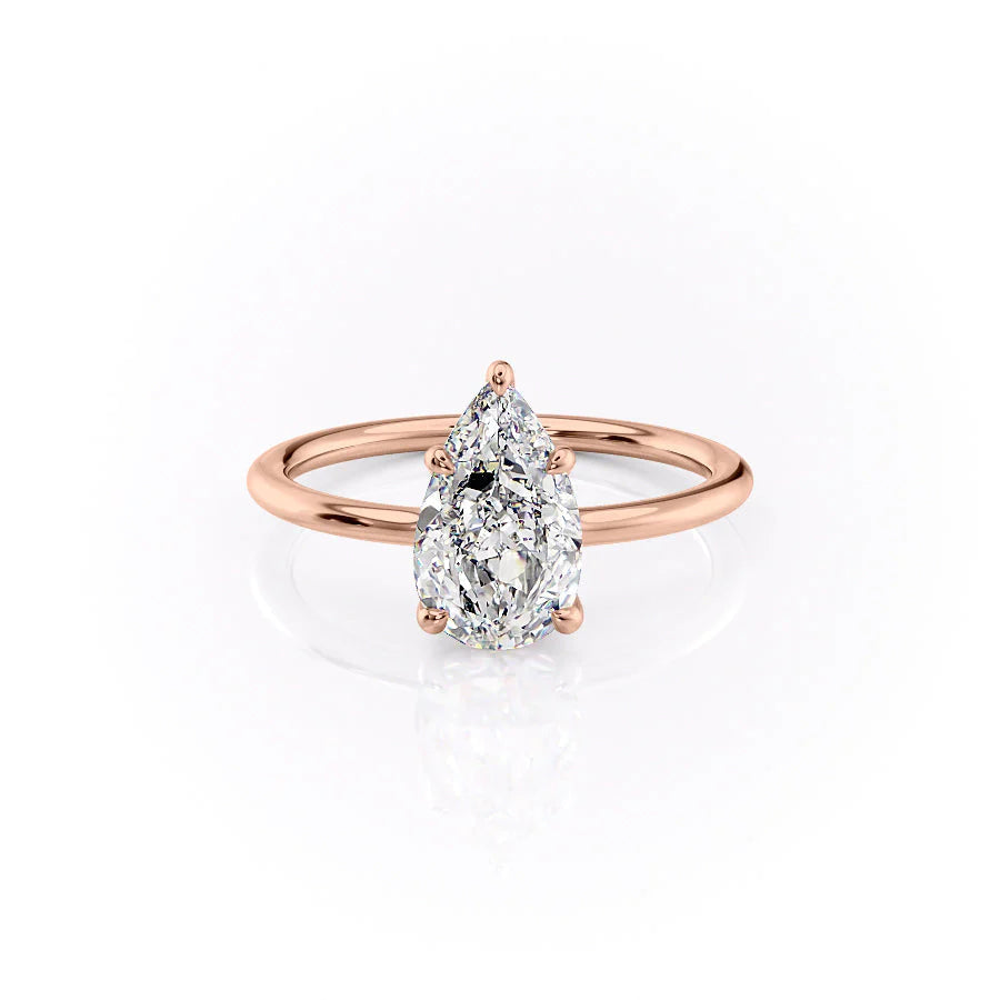 The Cecelia Set With Pear Solitaire Lab Diamond 1 Carat 14K Rose#material_rose