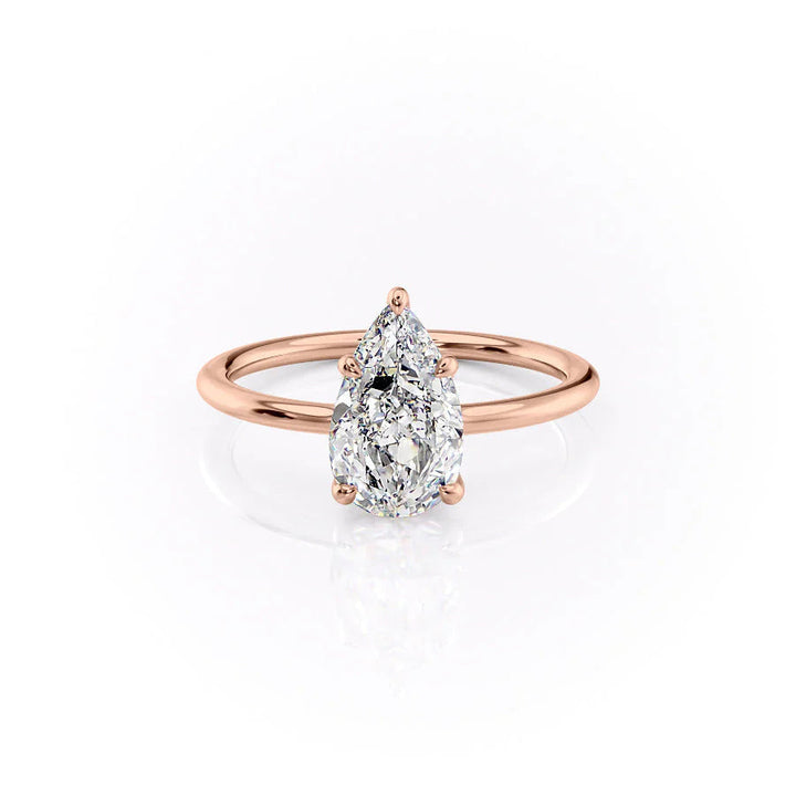 The Cecelia Set With Pear Solitaire Lab Diamond 1 Carat 14K Rose#material_rose