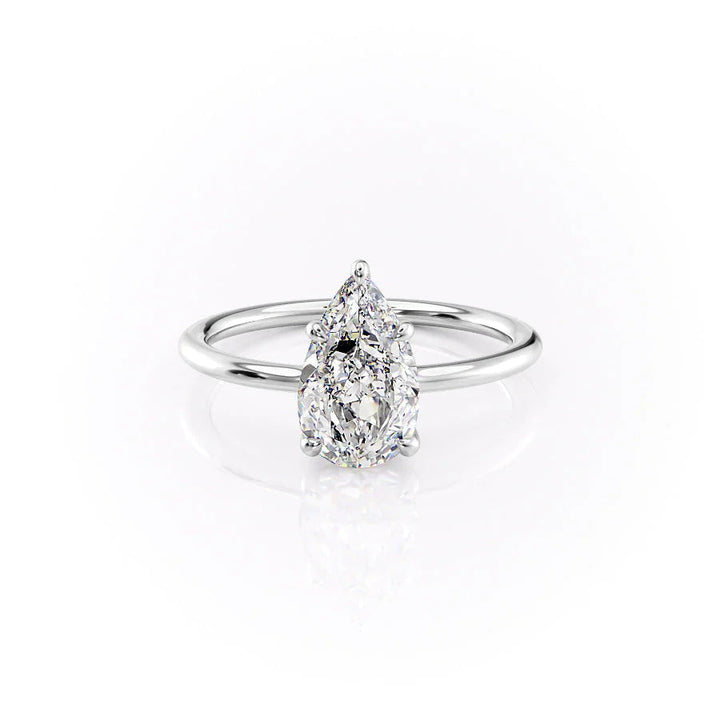 The Cecelia Set With Pear Solitaire Lab Diamond 1 Carat 14K White#material_white