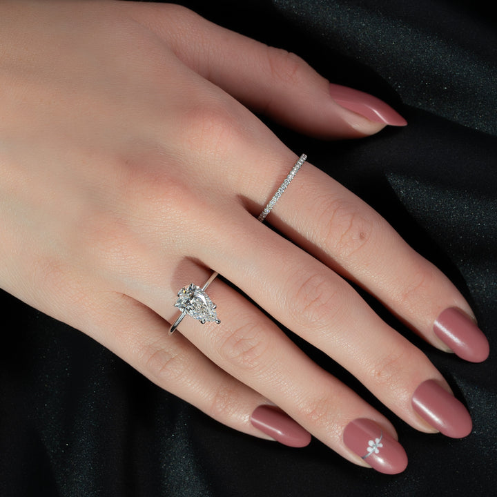 The Cecelia Pear Lab Diamond Moissanite Engagement Ring *Shown with 2 ct #material_white
