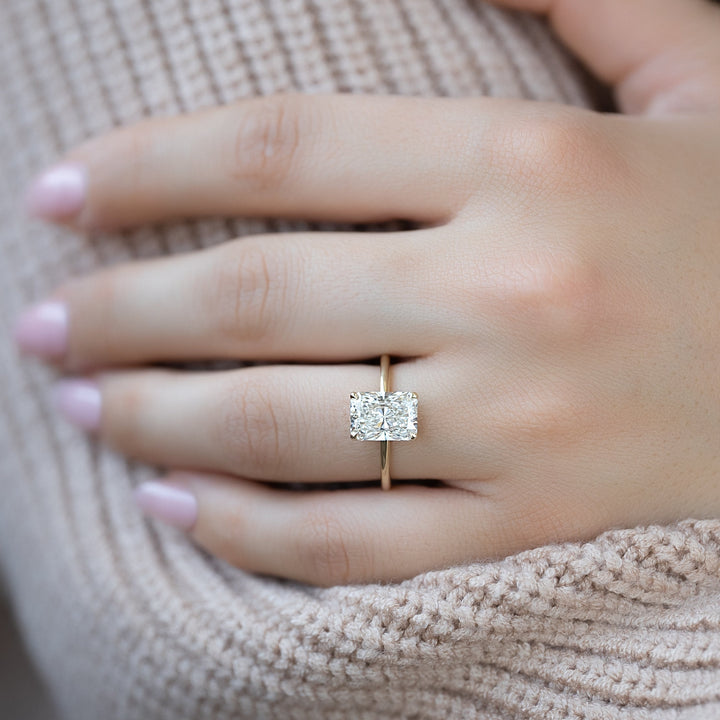 The Cecelia Radiant Lab Diamond Moissanite Engagement Ring *Shown with 2.5 ct #material_gold
