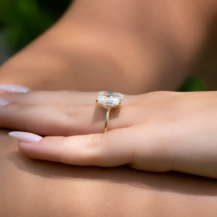 The Cecelia Radiant Lab Diamond Moissanite Engagement Ring *Shown with 4.5 ct #material_gold