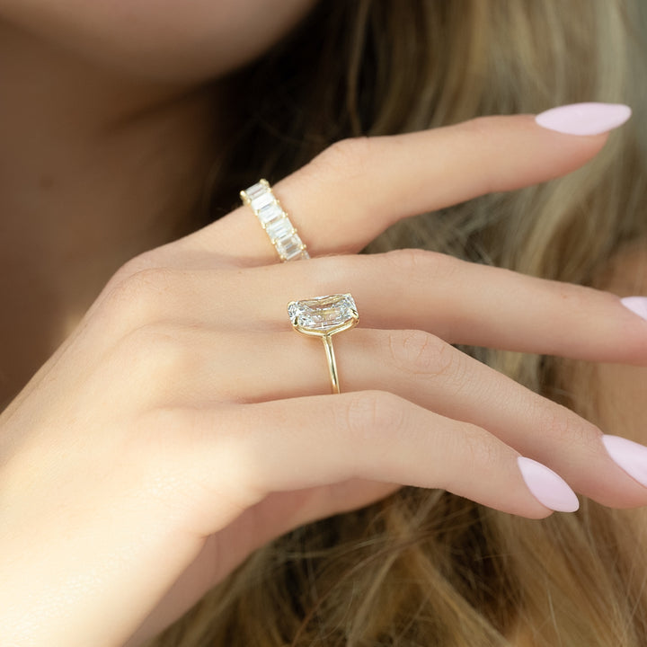The Cecelia Radiant Lab Diamond Moissanite Engagement Ring *Shown with 4 ct #material_gold