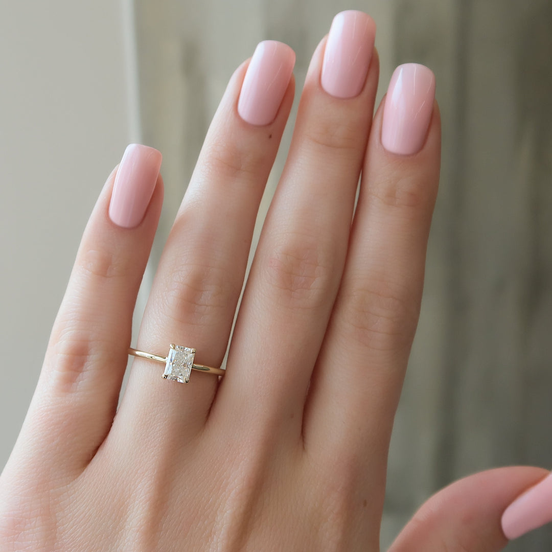 The Cecelia Radiant Lab Diamond Moissanite Engagement Ring