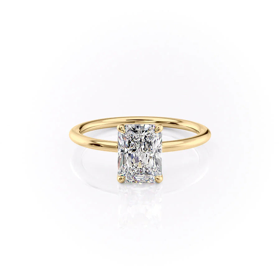 The Cecelia Set With Radiant Solitaire Lab Diamond 1 Carat 14K Gold#material_gold