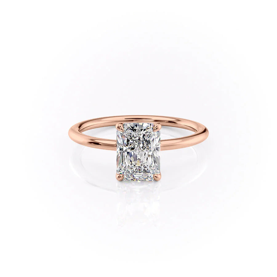 The Cecelia Set With Radiant Solitaire Lab Diamond 1 Carat 14K Rose#material_rose
