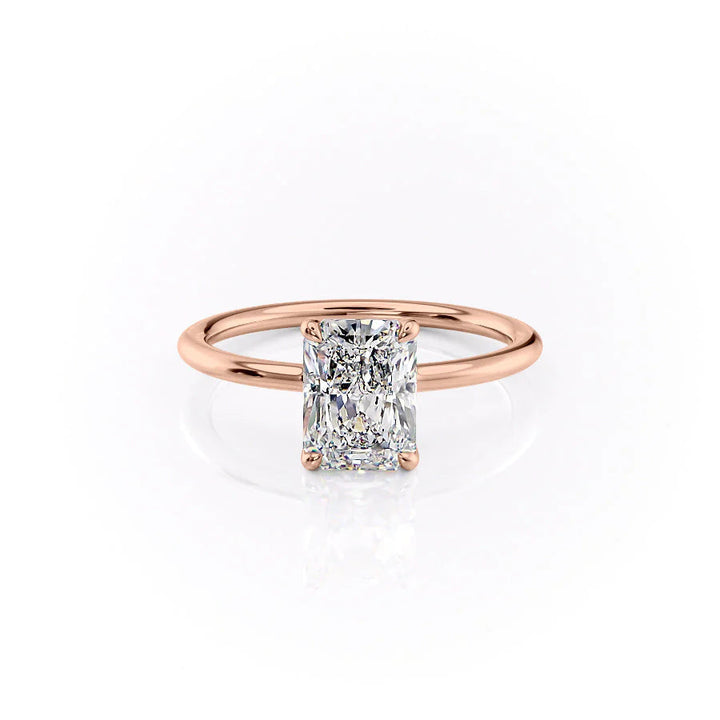 The Cecelia Set With Radiant Solitaire Lab Diamond 1 Carat 14K Rose#material_rose