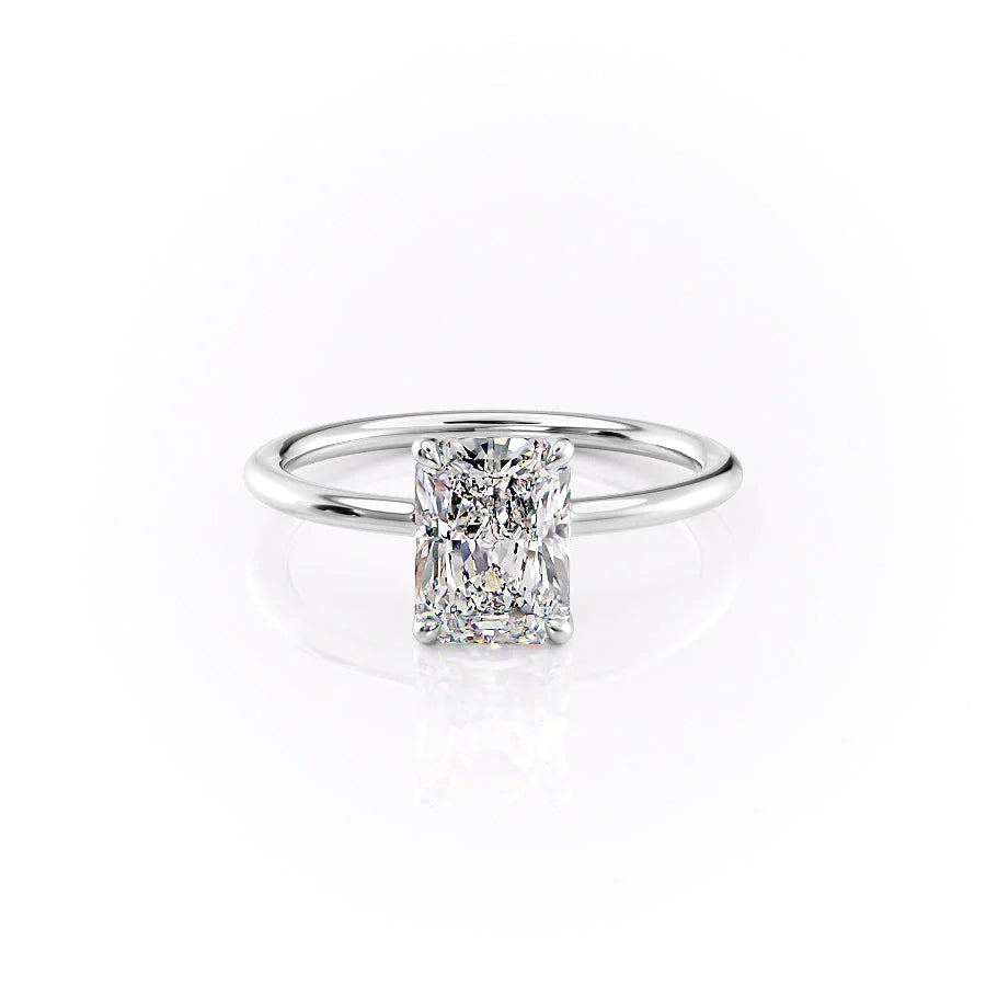The Cecelia Set With Radiant Solitaire Lab Diamond 1 Carat 14K White#material_white
