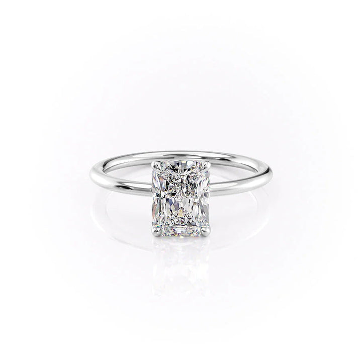 The Cecelia Set With Radiant Solitaire Lab Diamond 1 Carat 14K White#material_white