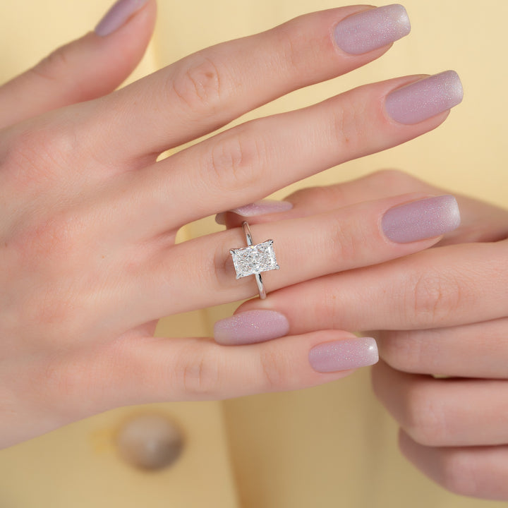 The Cecelia Radiant Lab Diamond Moissanite Engagement Ring *Shown with 2 ct #material_white