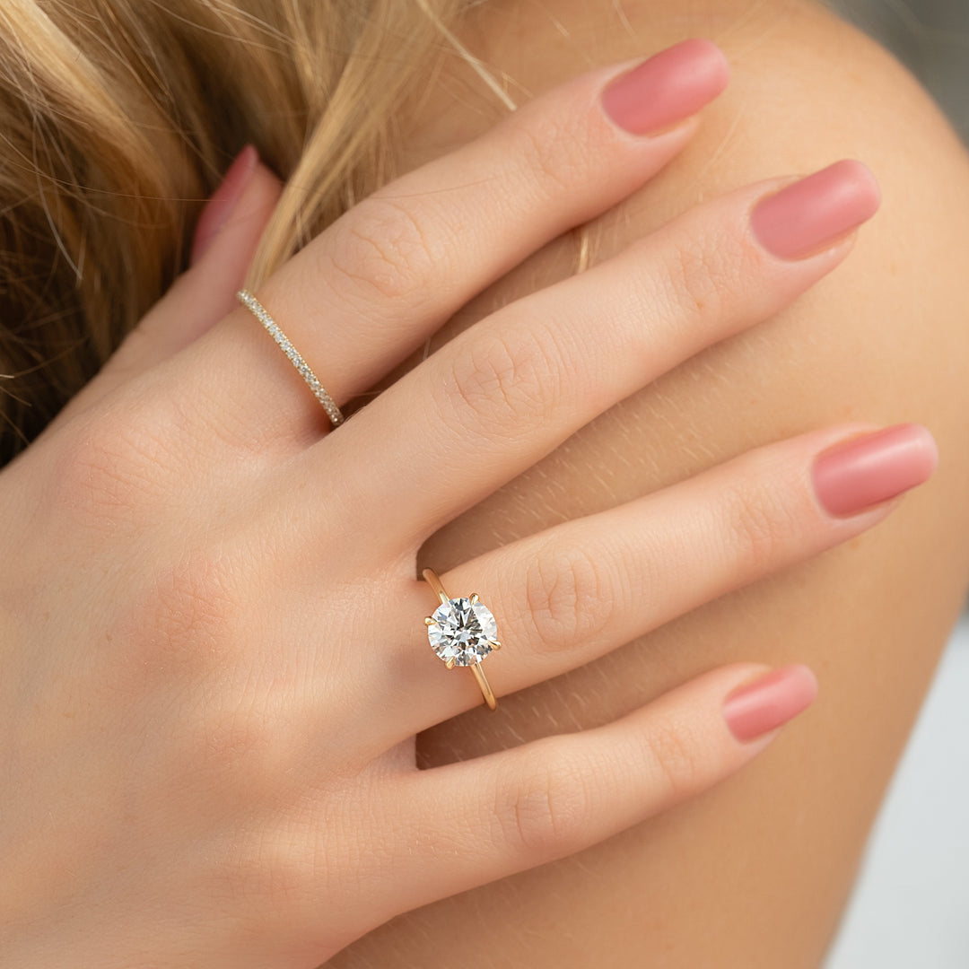 The Cecelia Round Lab Diamond Moissanite Engagement Ring