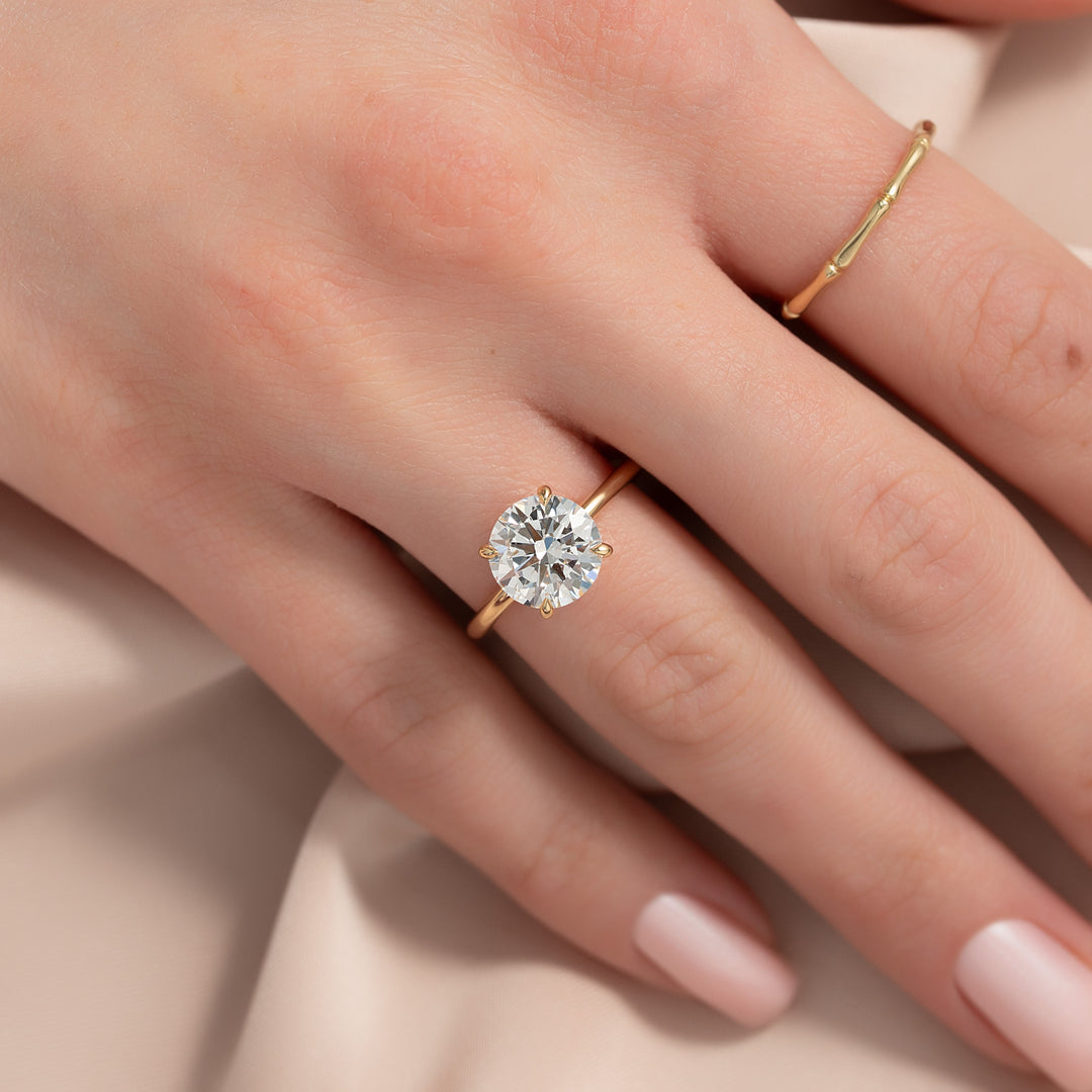 The Cecelia Round Lab Diamond Moissanite Engagement Ring