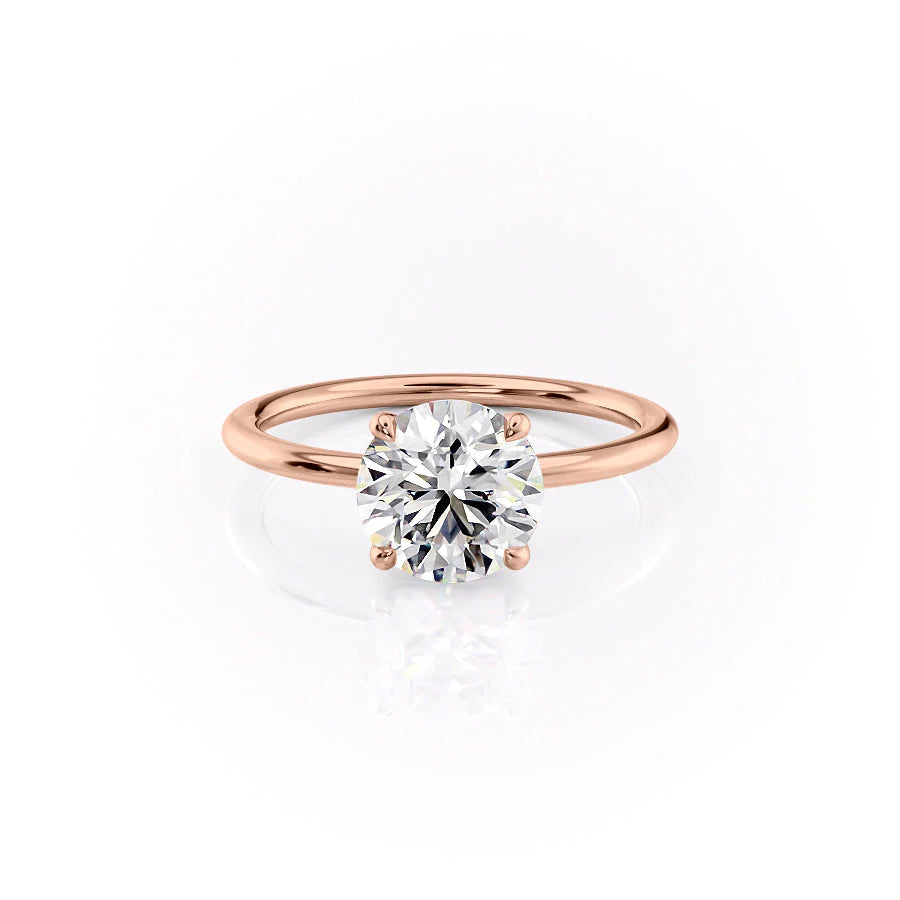 The Cecelia Set With Round Solitaire Lab Diamond 1 Carat 14K Rose#material_rose