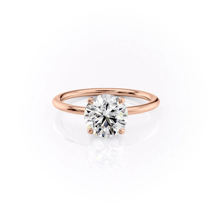 The Cecelia Set With Round Solitaire Lab Diamond 1 Carat 14K Rose#material_rose