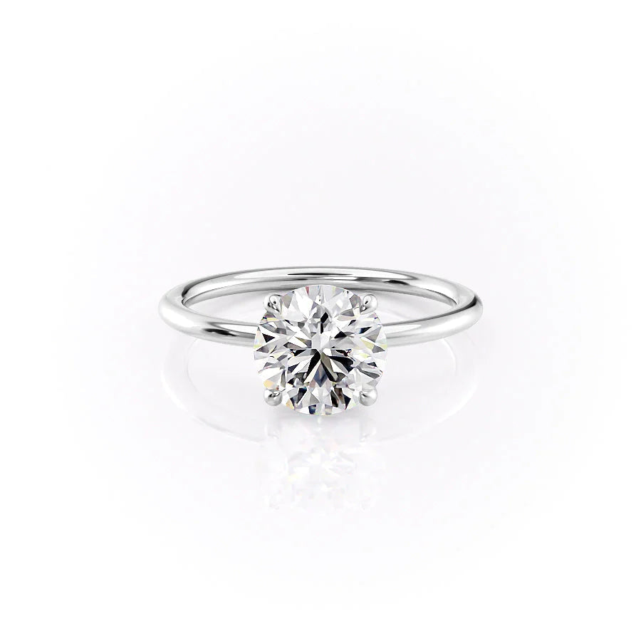 The Cecelia Set With Round Solitaire Lab Diamond 1 Carat 14K White#material_white