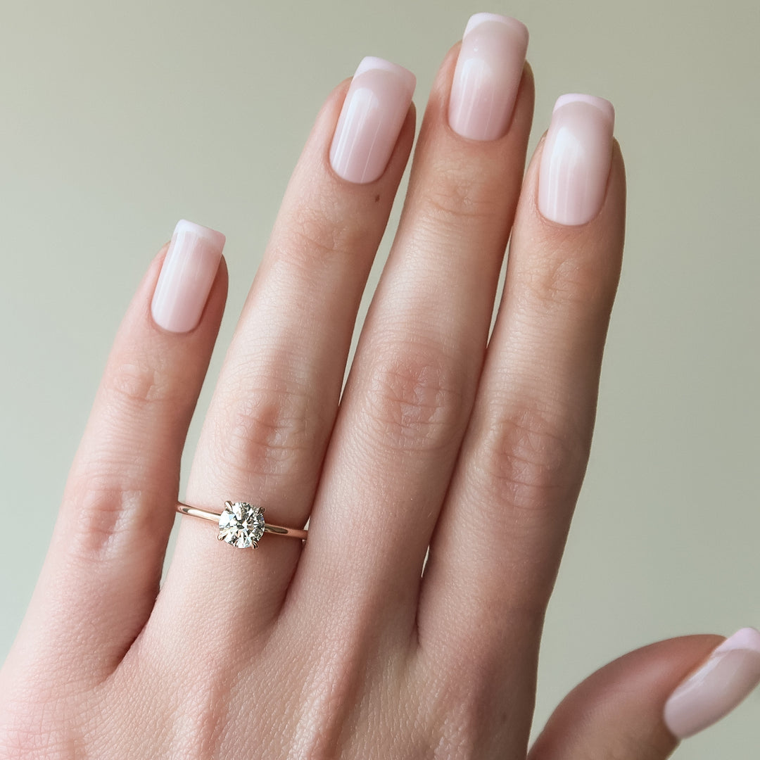 The Cecelia Round Lab Diamond Moissanite Engagement Ring