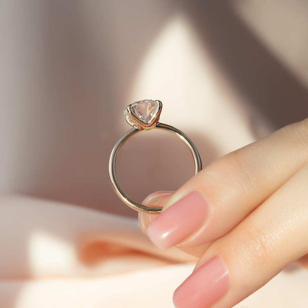 The Cecelia Round Lab Diamond Moissanite Engagement Ring