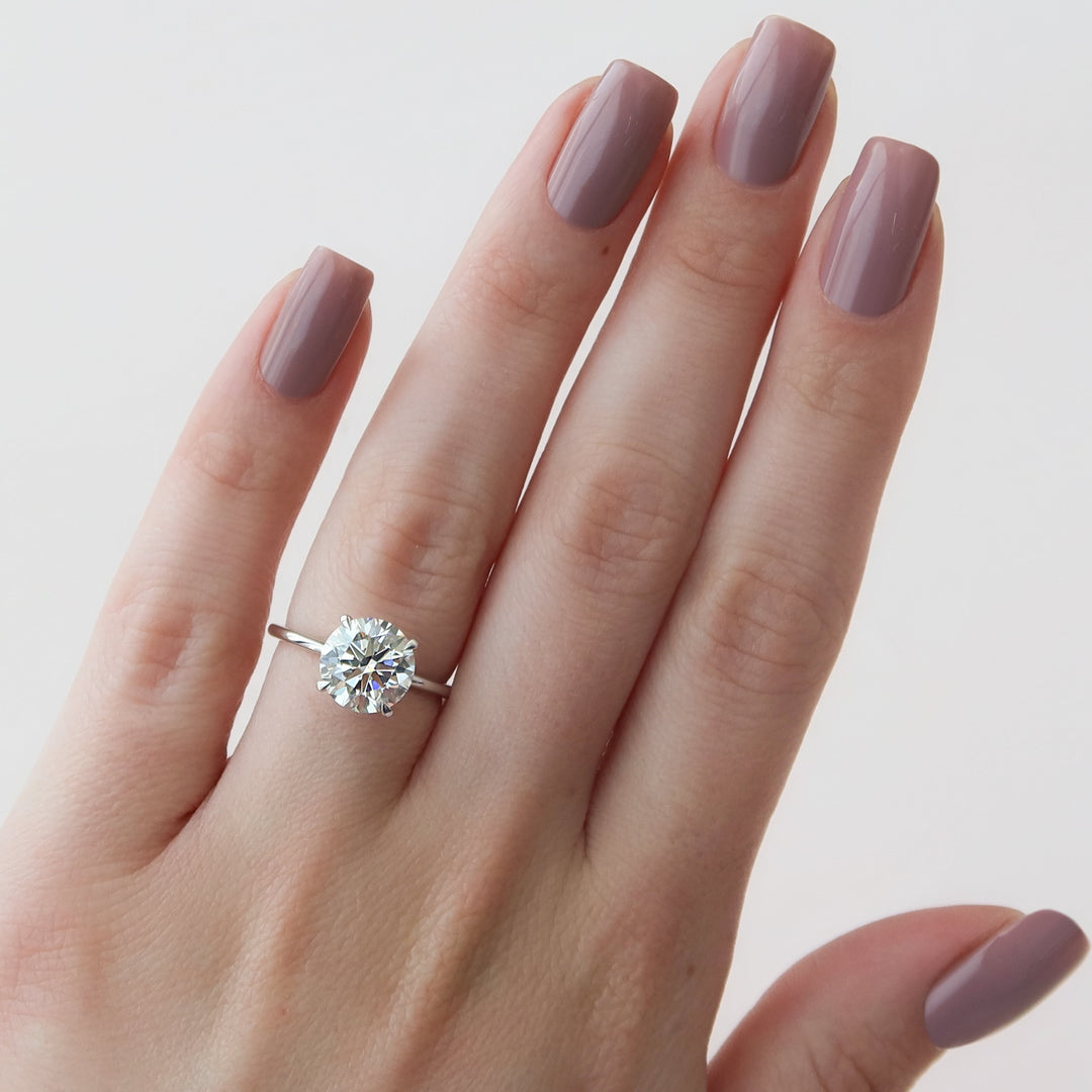 The Cecelia Round Lab Diamond Moissanite Engagement Ring