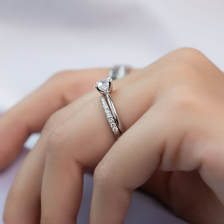 The Cecelia Round Lab Diamond Moissanite Engagement Ring *Shown with 1 ct #material_white