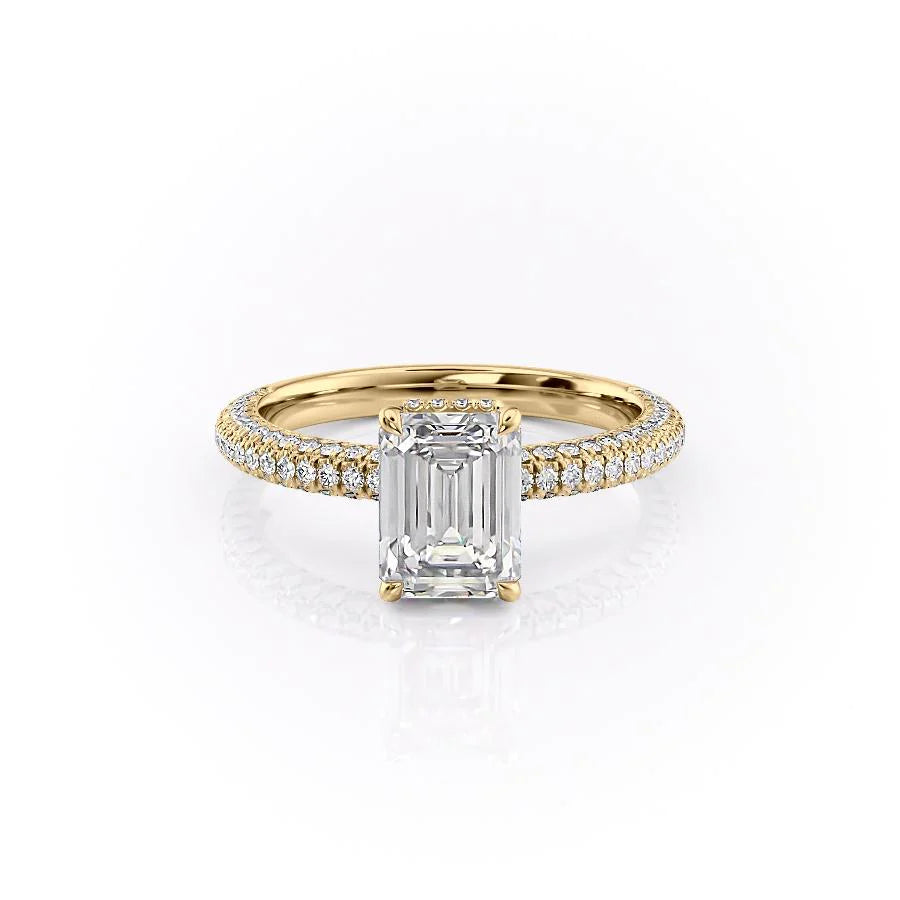 The Chana Set With Emerald Pave Lab Diamond 1 Carat 14K Gold#material_gold