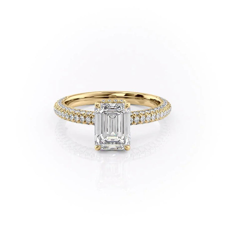 The Chana Set With Emerald Pave Lab Diamond 1 Carat 14K Gold#material_gold