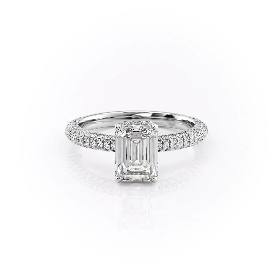 The Chana Set With Emerald Pave Lab Diamond 1 Carat 14K White#material_white