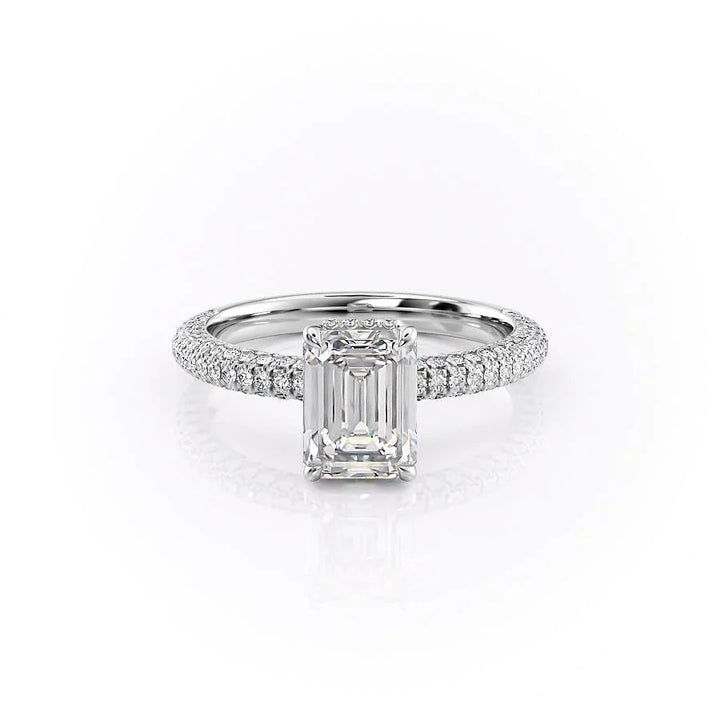 The Chana Set With Emerald Pave Lab Diamond 1 Carat 14K White#material_white