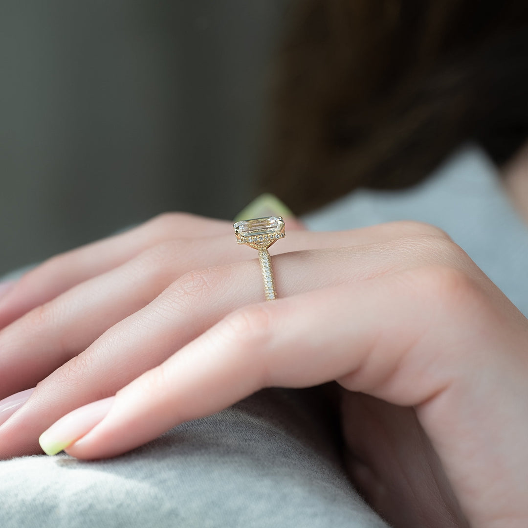 The Chana Emerald Lab Diamond Moissanite Engagement Ring