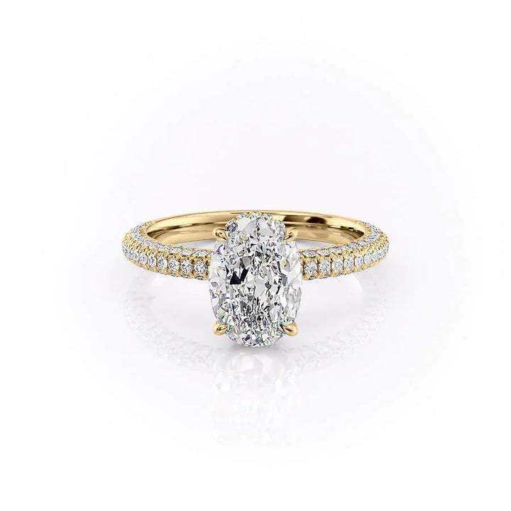 The Chana Set With Oval Pave Lab Diamond 1 Carat 14K Gold#material_gold